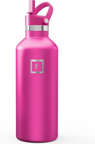 Miniatura 37 de IRON °FLASK Frasco de hidratación para acampar y senderismo con pajilla, botella de agua deportiva de acero inoxidable con aislamiento de boca Dark