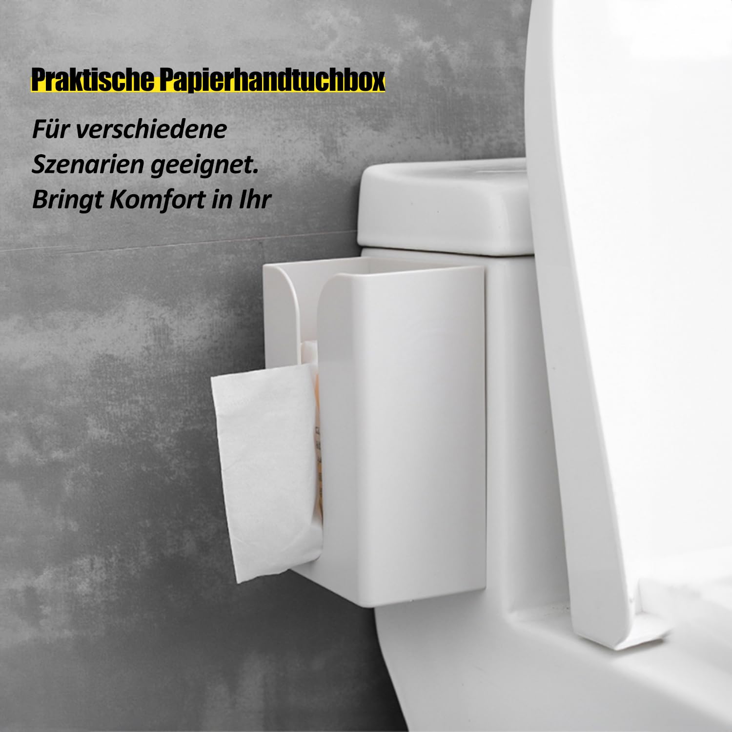 2 Stück Stehende Wandhalterung Papier Handtuchspender Ohne Bohren Kunststoff - Serviettenhalter, Müllsäcke Spender, Perfekt für Toilette, Küche, Wohnzimmer (Weiß)