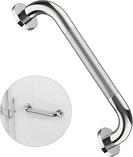 12 Inch Anti Slip Shower Grab Bar Handle, ZUEXT Chrome Finish Stainless Steel Bathroom Grab Bar, Knurled Bathroom Balance Bar,Safety Hand Rail Support,Handicap Elderly Injury Senior Assist Bath Handle