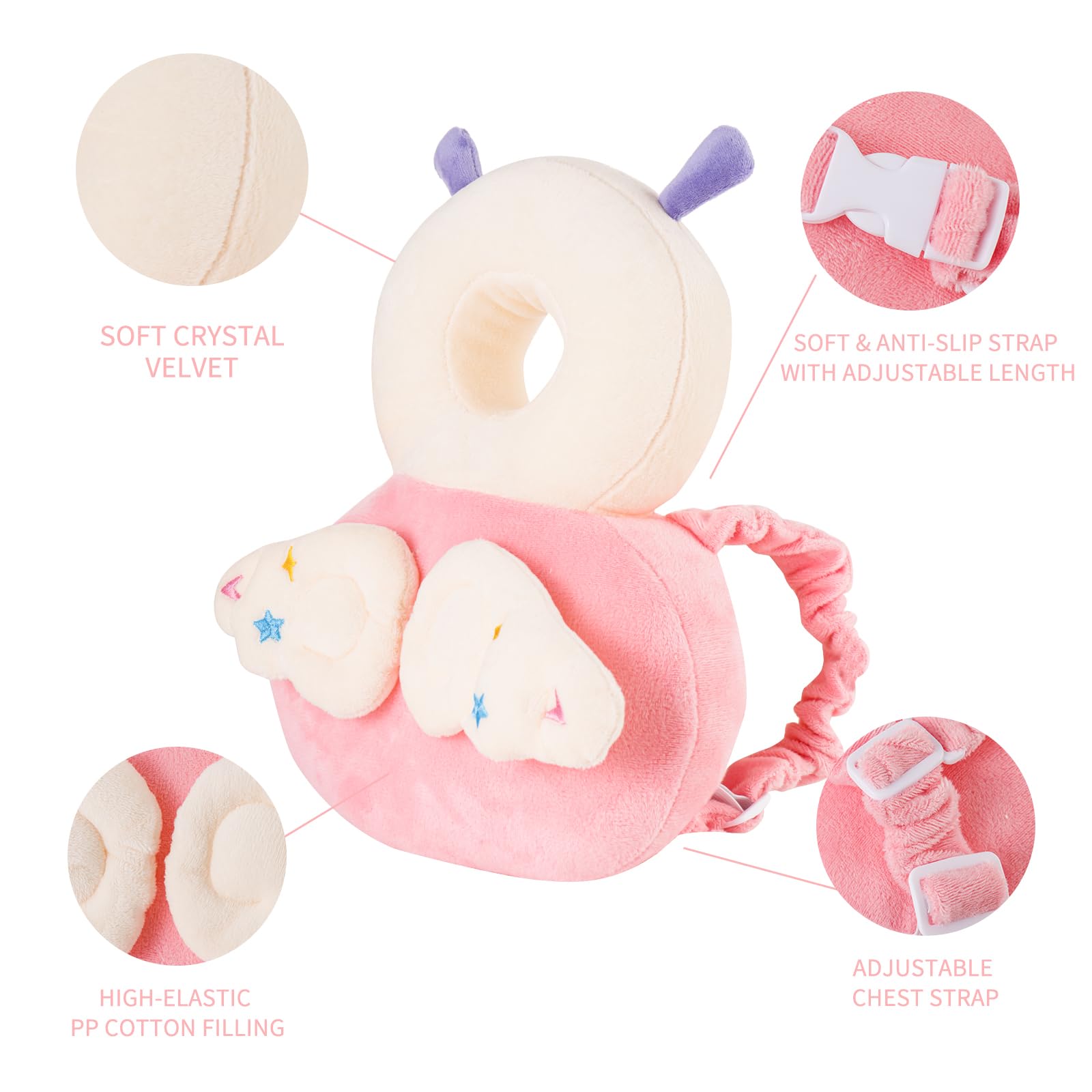 Newvenper Toddler Head Protector Padded Backpack Elasticated Carrier Wear (Fairy, Pink), Pink2 - Image 2