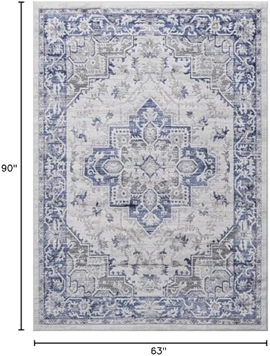 Miniatura 10 de NAAR MARFI Collection - Alfombra de área elegante y resistente a las manchas de 5 pies 3 pulgadas x 7 pies 6 pulgadas, multiborde no desprende