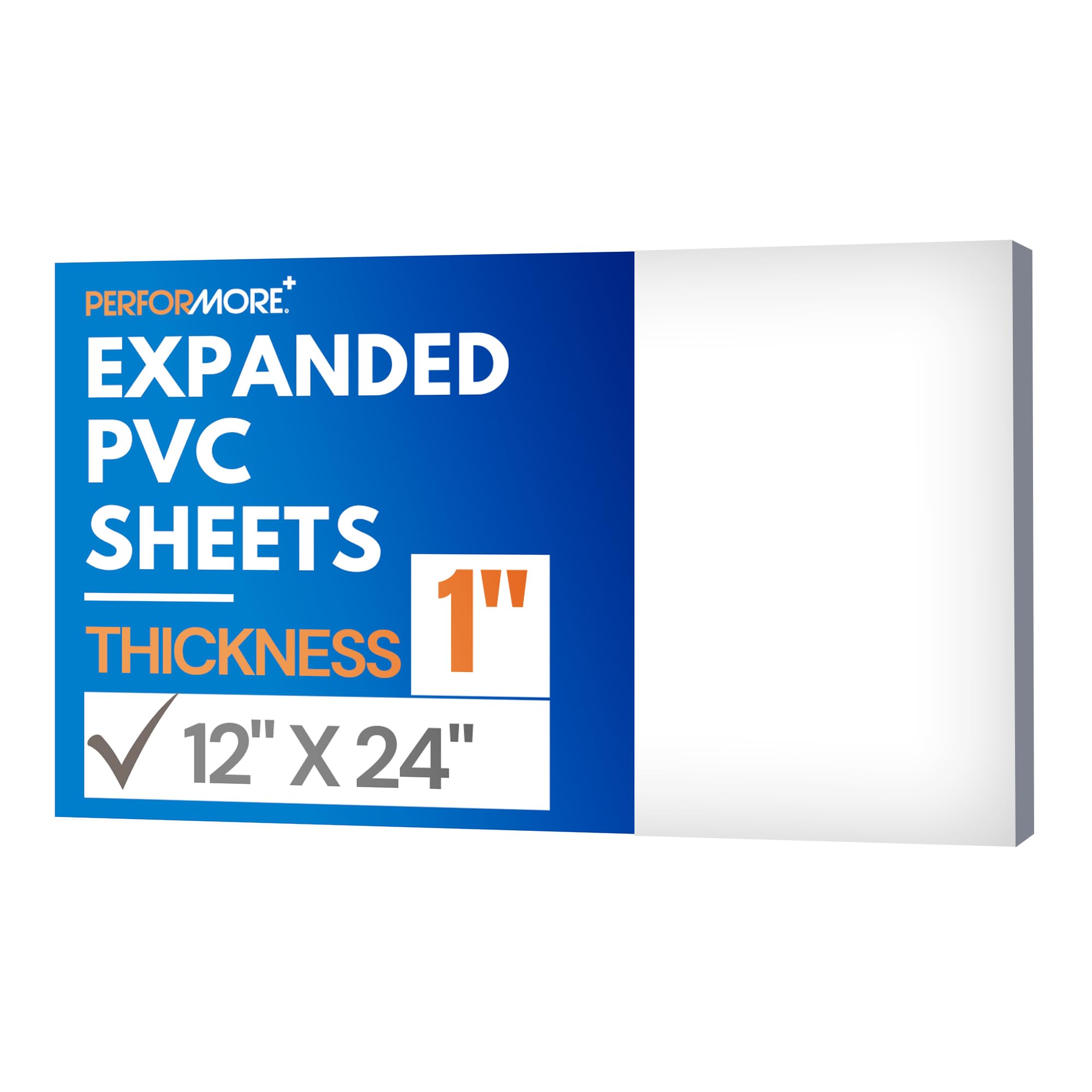 Performore - Expanded PVC Sheet - Lightweight Rigid Foam - 25mm (1-Inch) - 12 x 24 inches - White - Ideal for Signage, Displays, and Digital/Screen