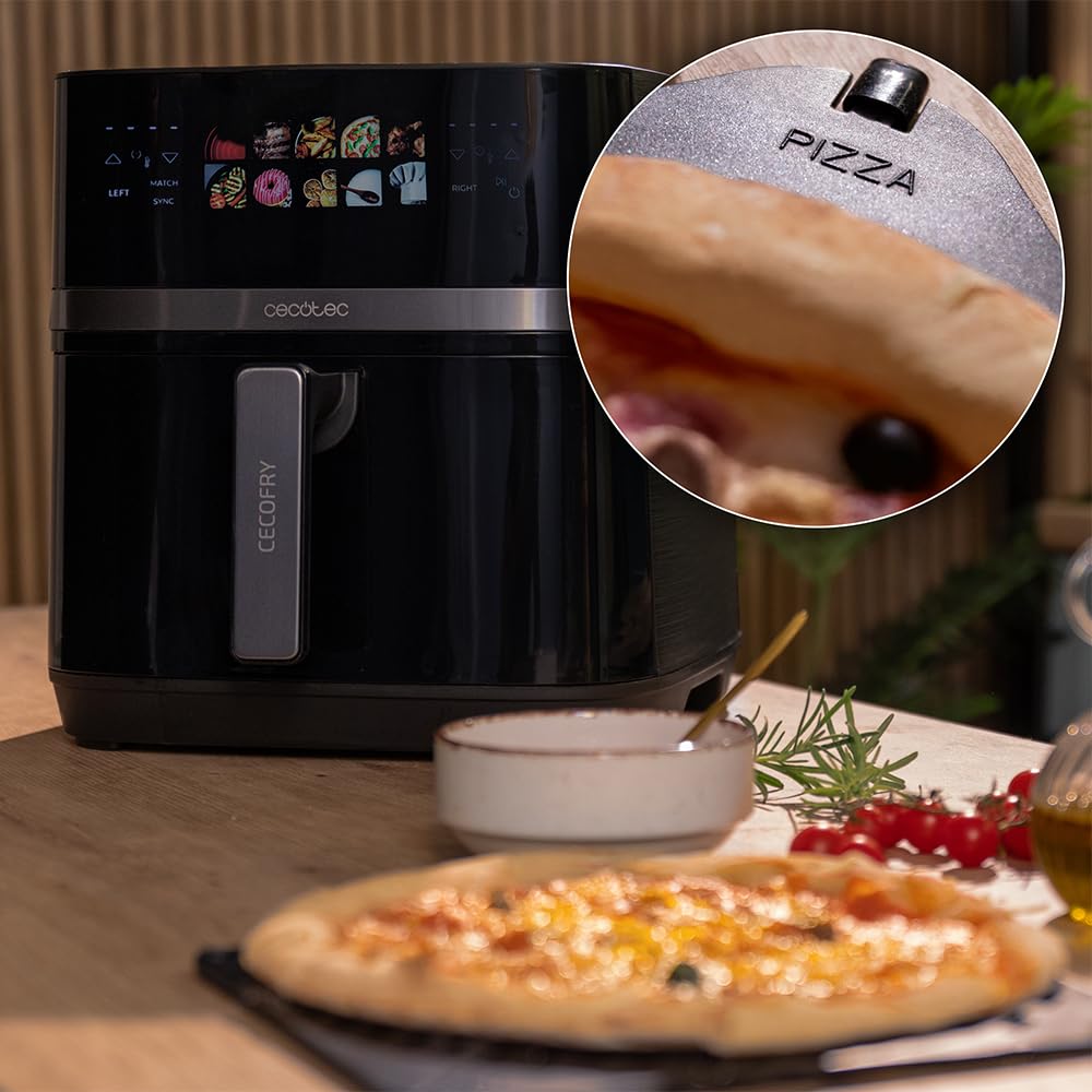 Cecotec Frytkownica powietrzna 8 l z podwójnym grillem, Air Fryer, Cecofry&Grill Duoheat 8000. 2200 W, doskonały smak złota i grilla w mięsie, temperatura 80-200°C, 8 menu i okna