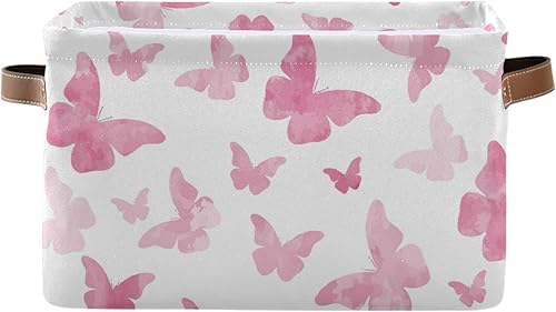 xigua Cesta de almacenamiento de mariposa rosa grande, plegable, rectangular, organizador de ropa para armario, estante del bebé, dormitorio,