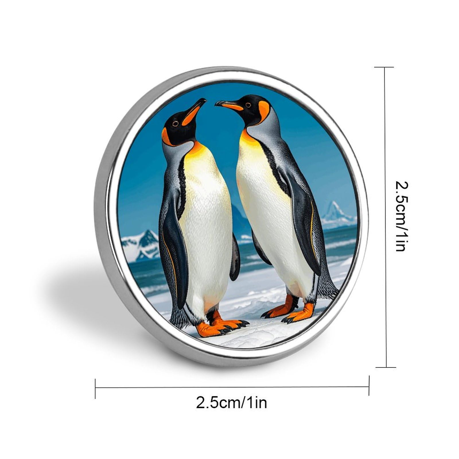 Aluminium Alloy Round Badge Brooch Pins for Men Happy Penguins Brooches Elegant Pin for Women Fashion Button Badges Brooch Badge for Hats Jackets Shirts