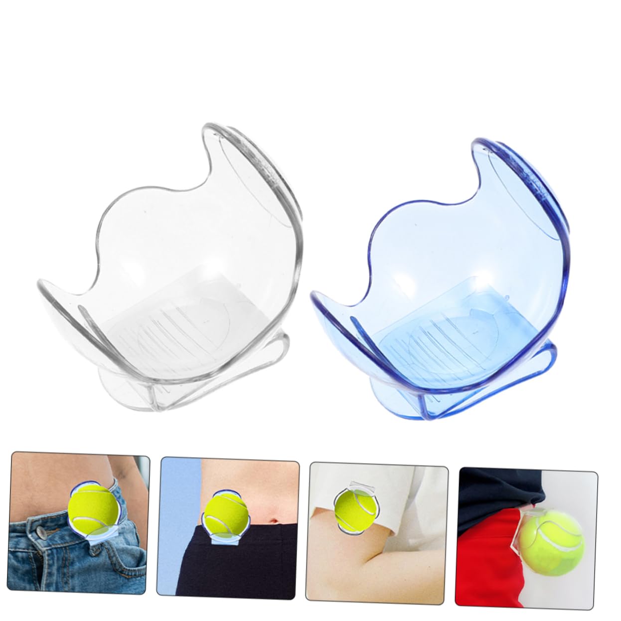 BESPORTBLE 4 Stück Transparenter Tennisclip Stuck Slice Tennisballhalter-Clip Tennis Band Tennis Training Tennisballsammler Clip-On-Tennishalter Haupt Tennissitz Werkzeug Ausrüstung Bund Abs