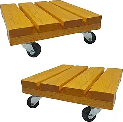 Kit 2 Suportes Base Vaso Plantas Madeira Rodinhas 20cm.