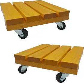 Kit 2 Suportes Base Vaso Plantas Madeira Rodinhas 20cm.