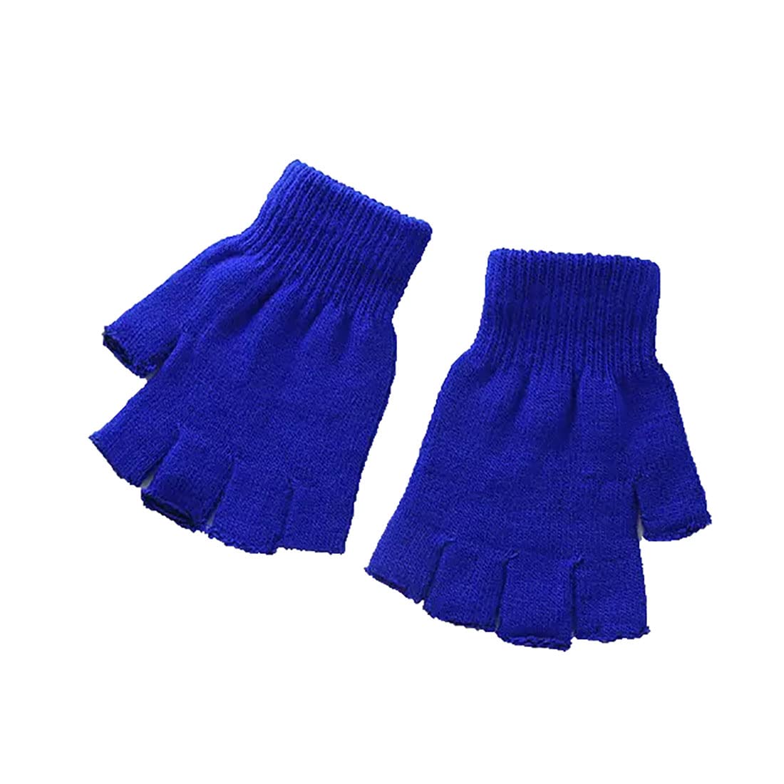 Fairy Trendz Unisex Royal Blue Black Thermal Fingerless Gloves Warm Half Finger Gloves Winter Fingerless Gloves (, One Size)