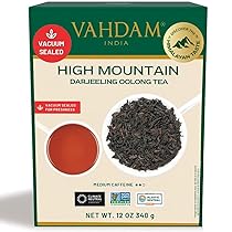 VAHDAM Tè Oolong di Alta Montagna Sfuso | 340g (170+ Tazze) | Tè Oolong Indiano di Darjeeling | Foglie Intere | Monorigine Naturale | Raccolto a Mano in Giardini di Alta Quota