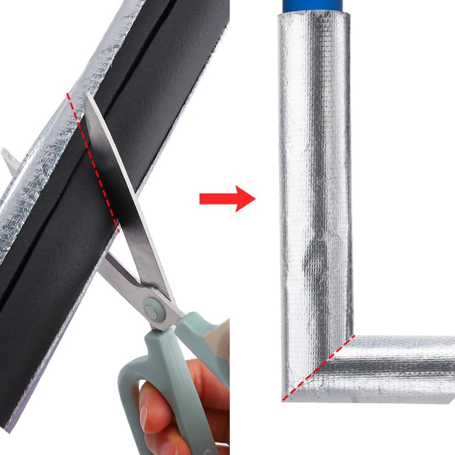 Tubo isolante per tubature, guaina isolante autoadesiva in schiuma con rivestimento in foglio di alluminio, per rubinetti esterni e tubature dell'acqua esterne(ID*TH-219*30mm/8.62*1.18in)
