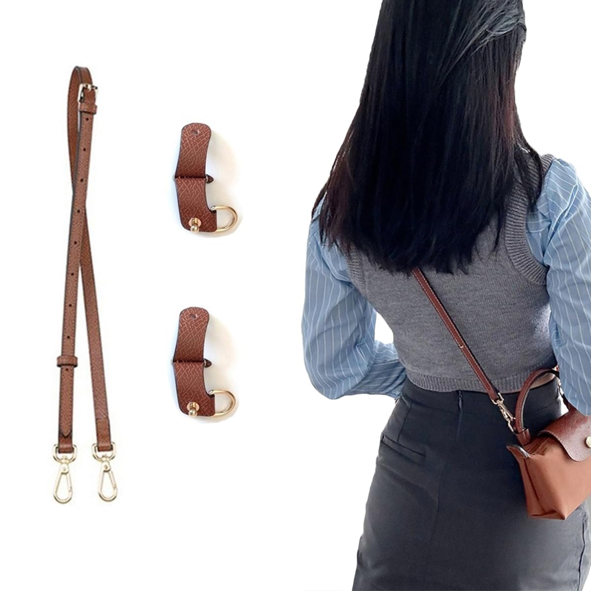 jiesinlov Rindsleder Taschen Riemen Umrüstsatz Ersatz verstellbaren Crossbody Schultergurt für Le Pliage XS Mini Pouch