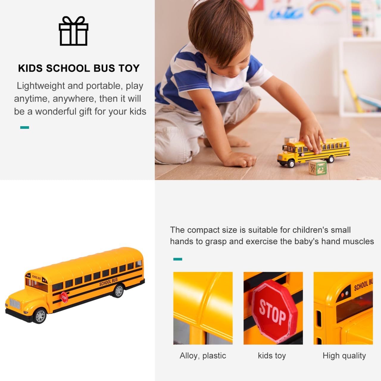 NUOBESTY Schulbus Spielzeug Groß Pull Back Modell Bus 1:24 Legiertes Kinderspielzeug Ohne Batterie Für Kinder Hände Feinmotorik Training Und KinderhäNde Geschenk