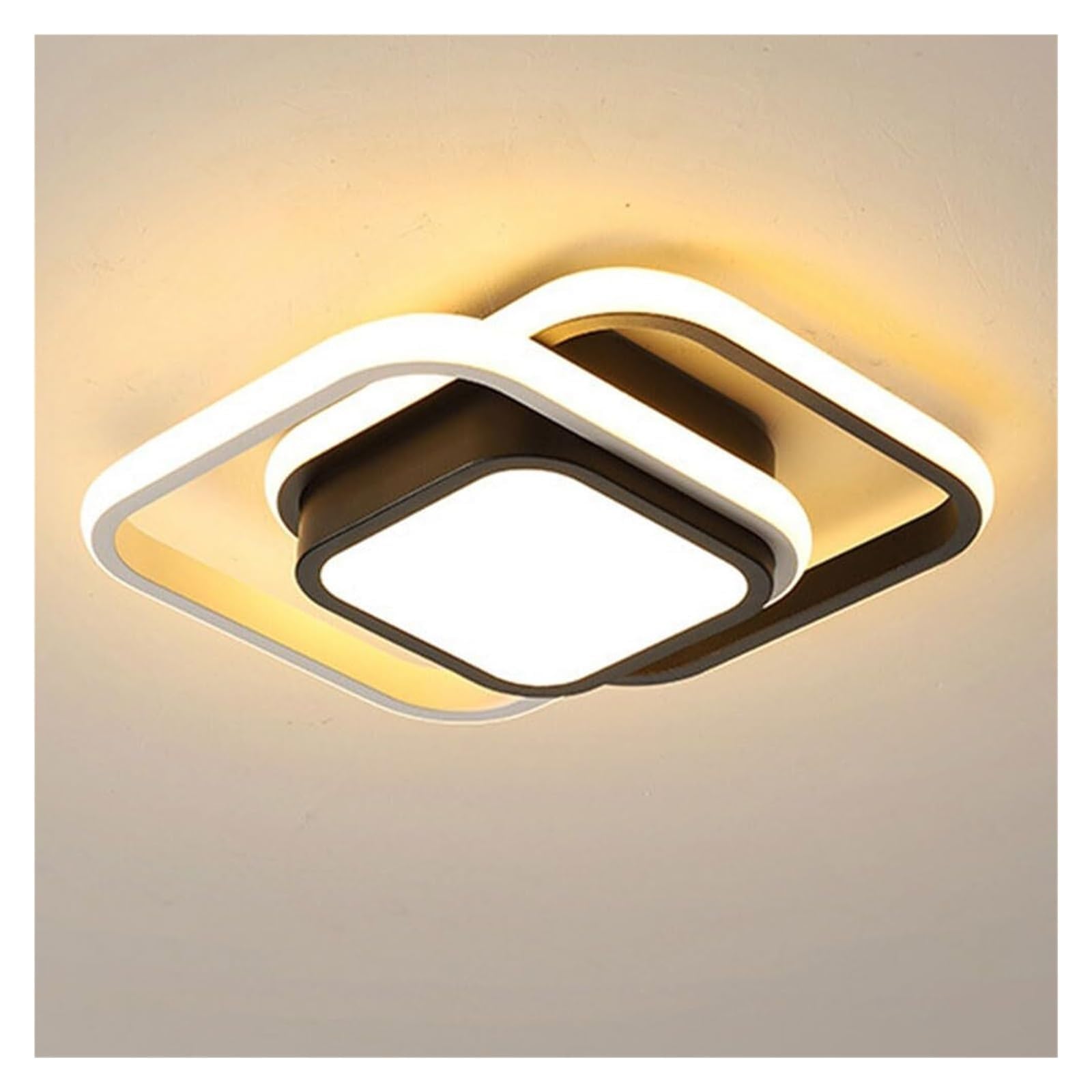 DUddTTW Selectable Ceiling Light Fixture LED Ceiling Lamp 19W Flush Mount Lighting Bedroom Close to Ceiling Light Chandelier Modern(Square)