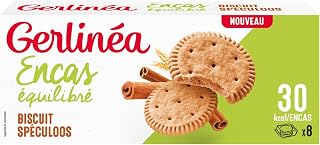 Gerlinéa - Biscuits Speculoos- Encas Équilibré - Réduits en Sucre - Sans Édulcorant - Source de Protéines - 1 Boîte de 4 x 3 Biscuits - 156g