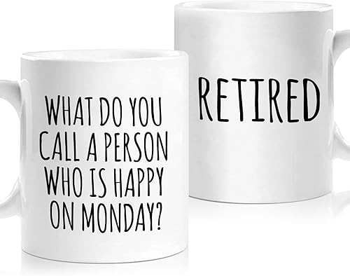 Shqiueos Divertidos regalos de jubilación para mujeres y hombres, taza de feliz jubilado de 11 onzas, el mejor regalo de jubilación para mujeres