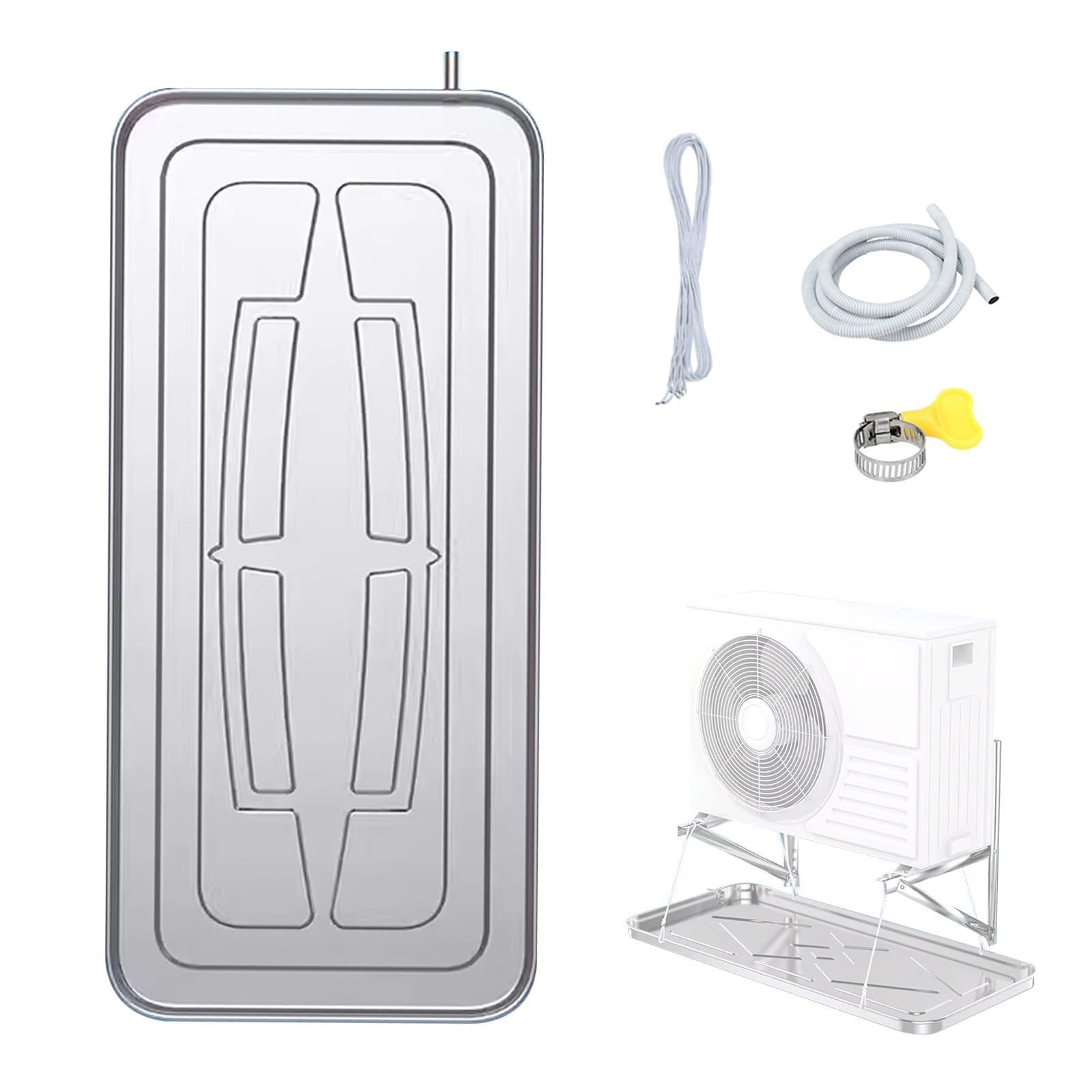Galvanized Air Conditioner Drip Tray, Condensate Drain Pan, 2m Drainage Pipe, Ac Drain Pan for Indoor/Outdoor Ac Accessories(93x44x3.5cm/37x17x1.4inch)