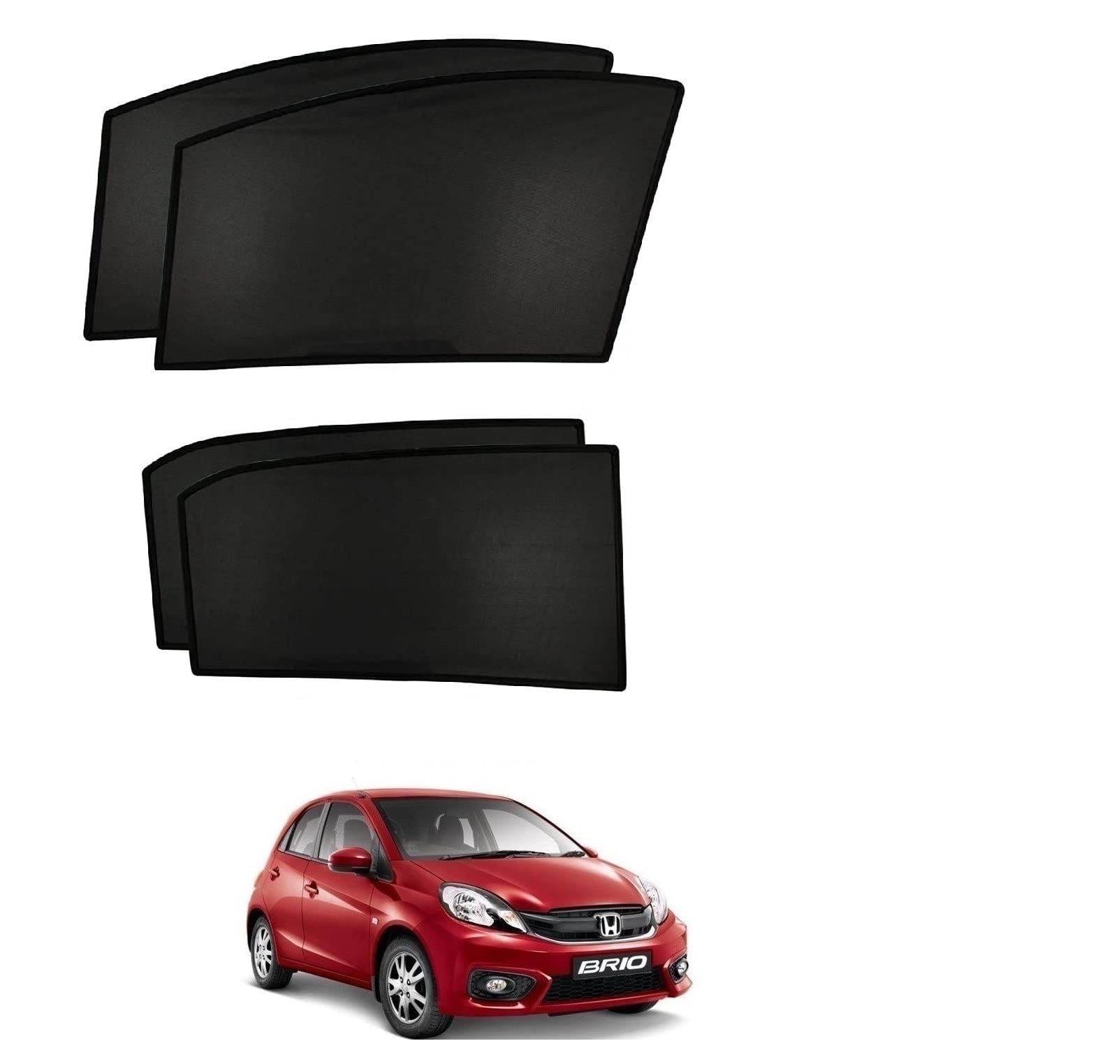 Auto Addict Custom Fit Car Sun Shades Fix Non Magnetic Curtains Mesh Compatible Black for Honda Brio-image-6