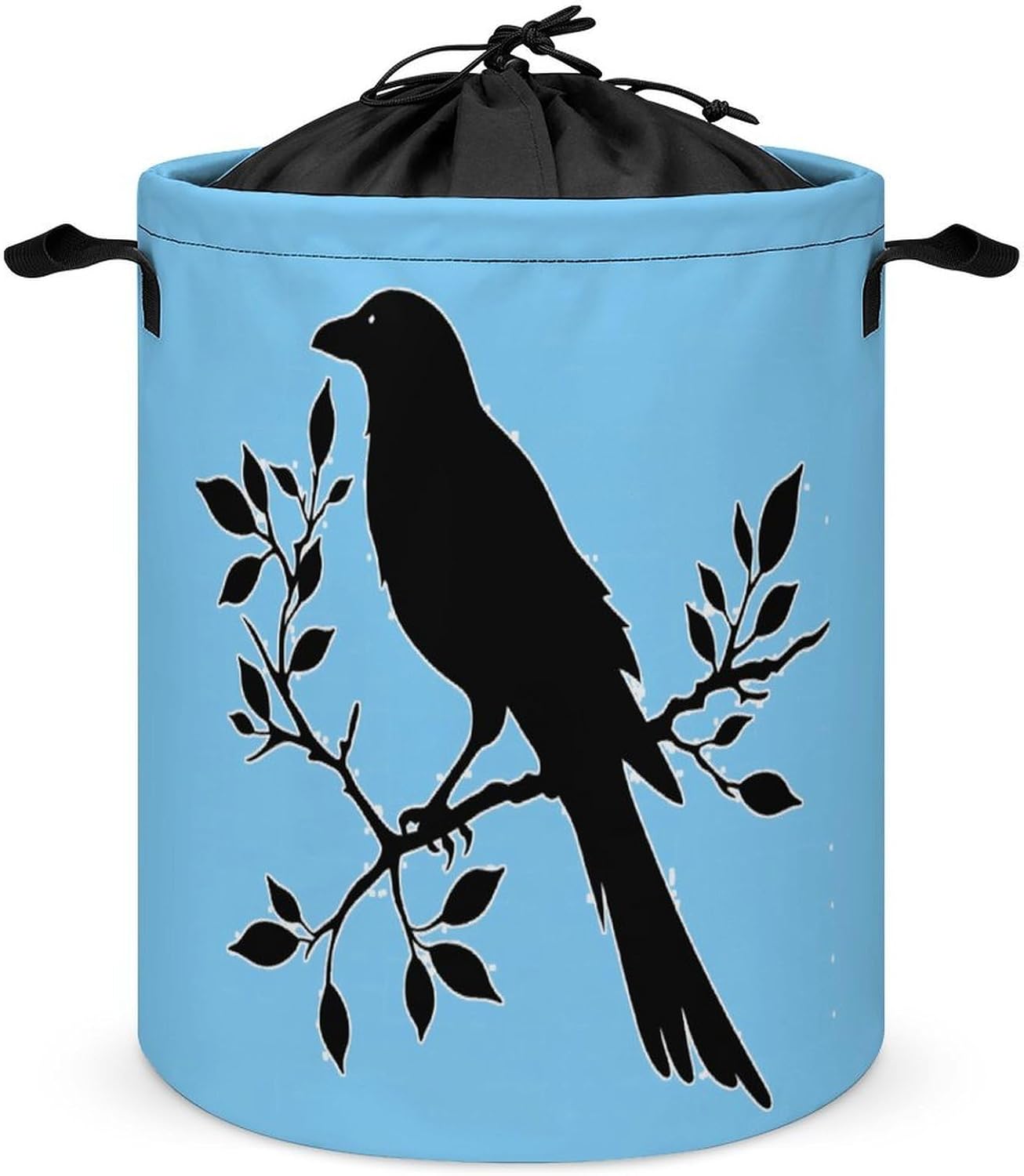 Beautiful Black Crow Laundry Basket Dirty Clothes Hamper Storage Laundry Bag with Handles for Dorm Room 44x35cm