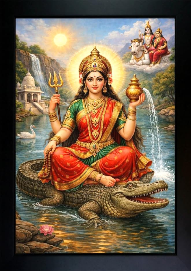 CrowdHall Ganga Maa Photo Frame | Ganga Maa Painting With Frame For Home Decoration And Gifting (10 x 13.5 inch)-image-23