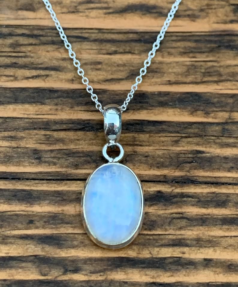 Pendentif pierre de lune arc-en-ciel en argent 925 véritable - 4