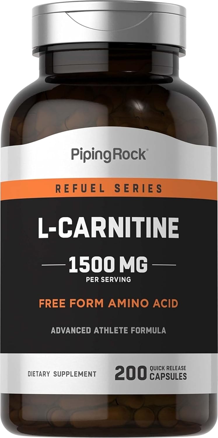 Piping Rock L-Carnitine | 1500 mg | 200 Capsules | Free Form Amino Acid | Non-GMO, Gluten Free Supplement : Health & Household