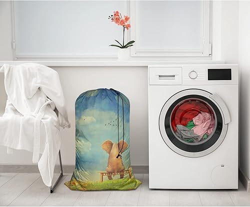 Miniatura 4 de Swono Cute Elephant - Bolsa grande de viaje para lavandería, húmedaseca, bolsa de ropa sucia para gimnasio, natación, yoga, nube azul