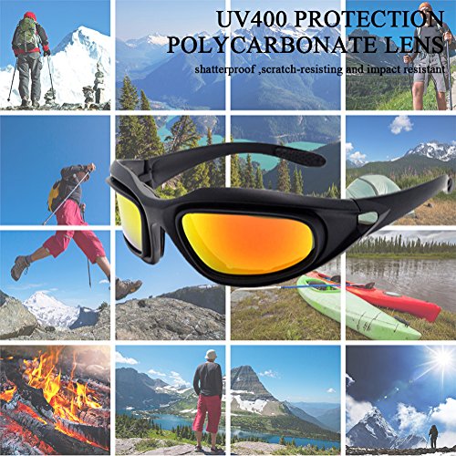 Bernard Bertha Motorcycle Riding Glasses Goggle Kit, Padded Glasses Frame With 4 Lens Kit For Outdoor Activity Sport #TOP2