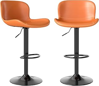 Youhauchair Bar Stools Set of 2, PU Leather Counter Height Barstools wit...