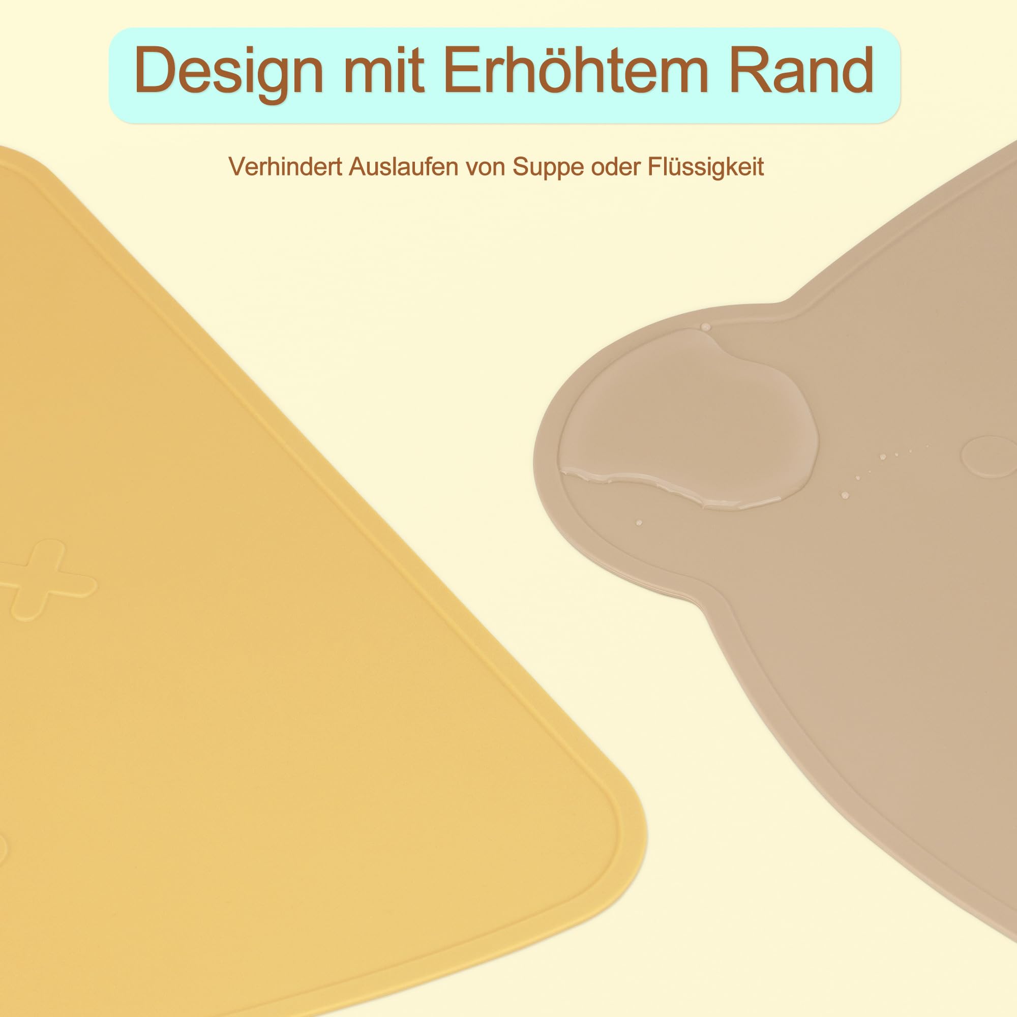 Tovagliette In Silicione Per Bambini - Antiscivolo, Lavabili, Senza BPA, Con Bordo Rialzato (Blu E Giallo) - Foto 8