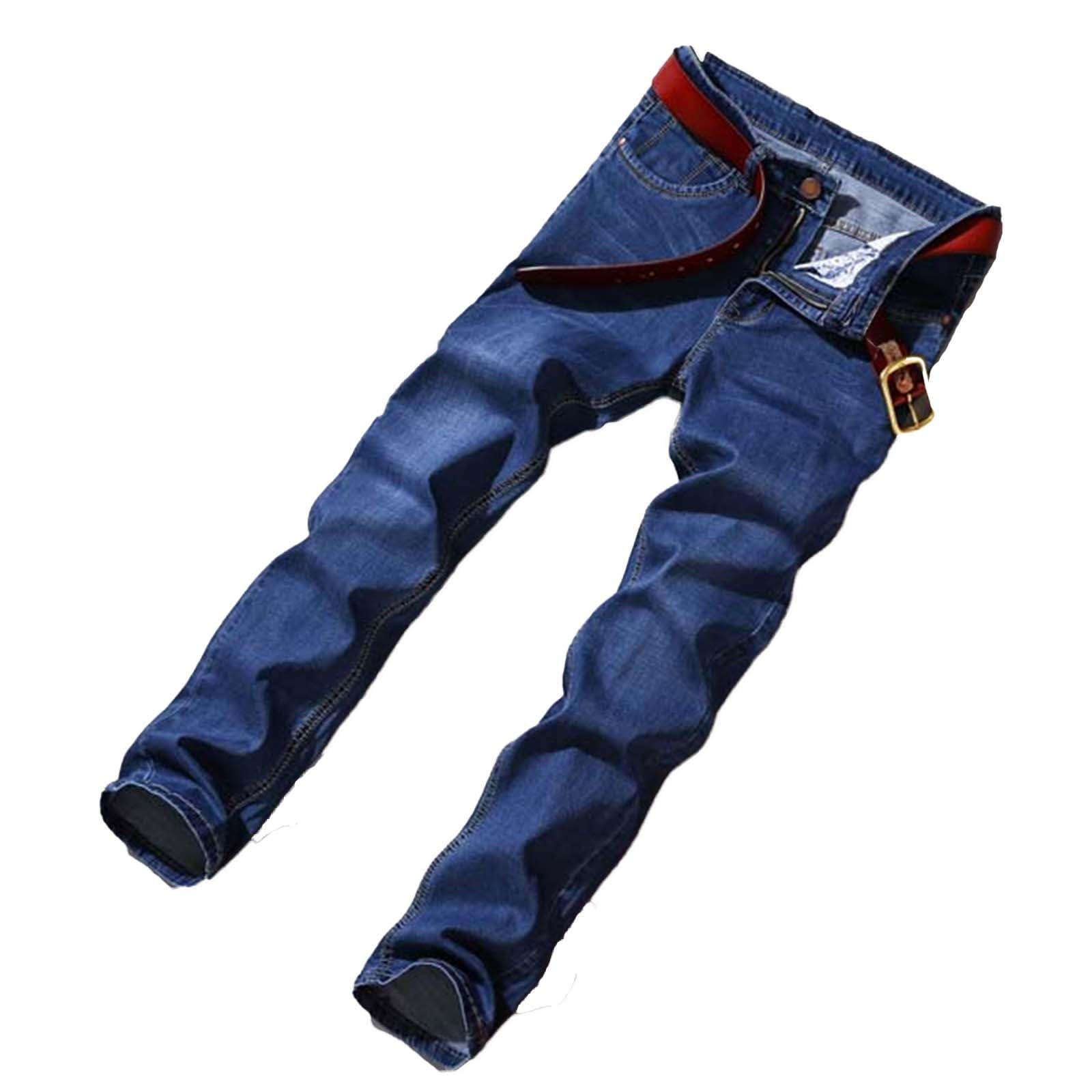 Pantalones vaqueros para hombre, monocolor, elásticos, cómodos, corte recto, elásticos, básicos, sueltos, cómodos, informales, pantalones vaqueros a la moda