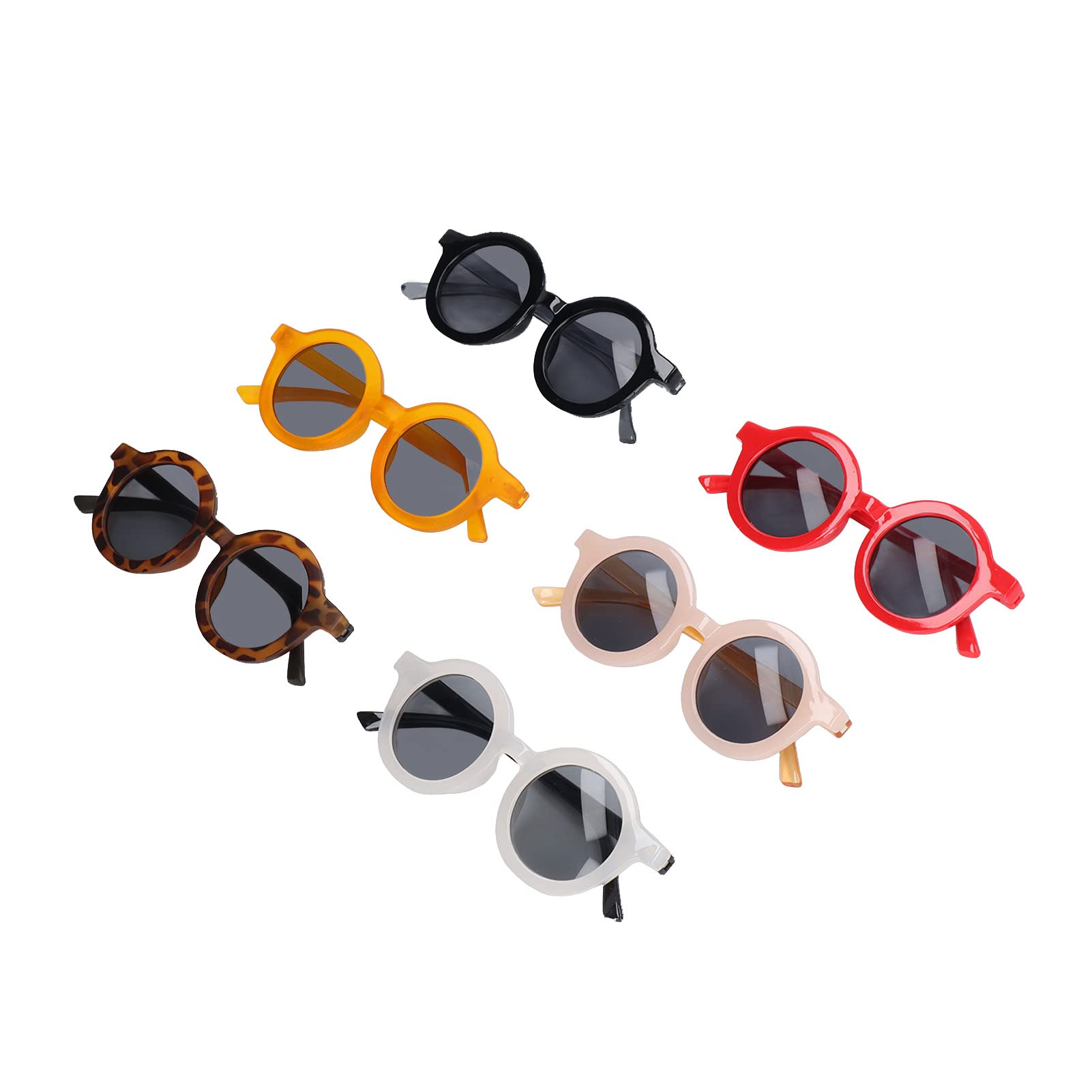 RIZGHWOY Gafas de Sol Redondas y Coloridas para Niños en un Juego de 6, Gafas de Sol Ligeras con Protección UV, Ideales para Uso en Exteriores