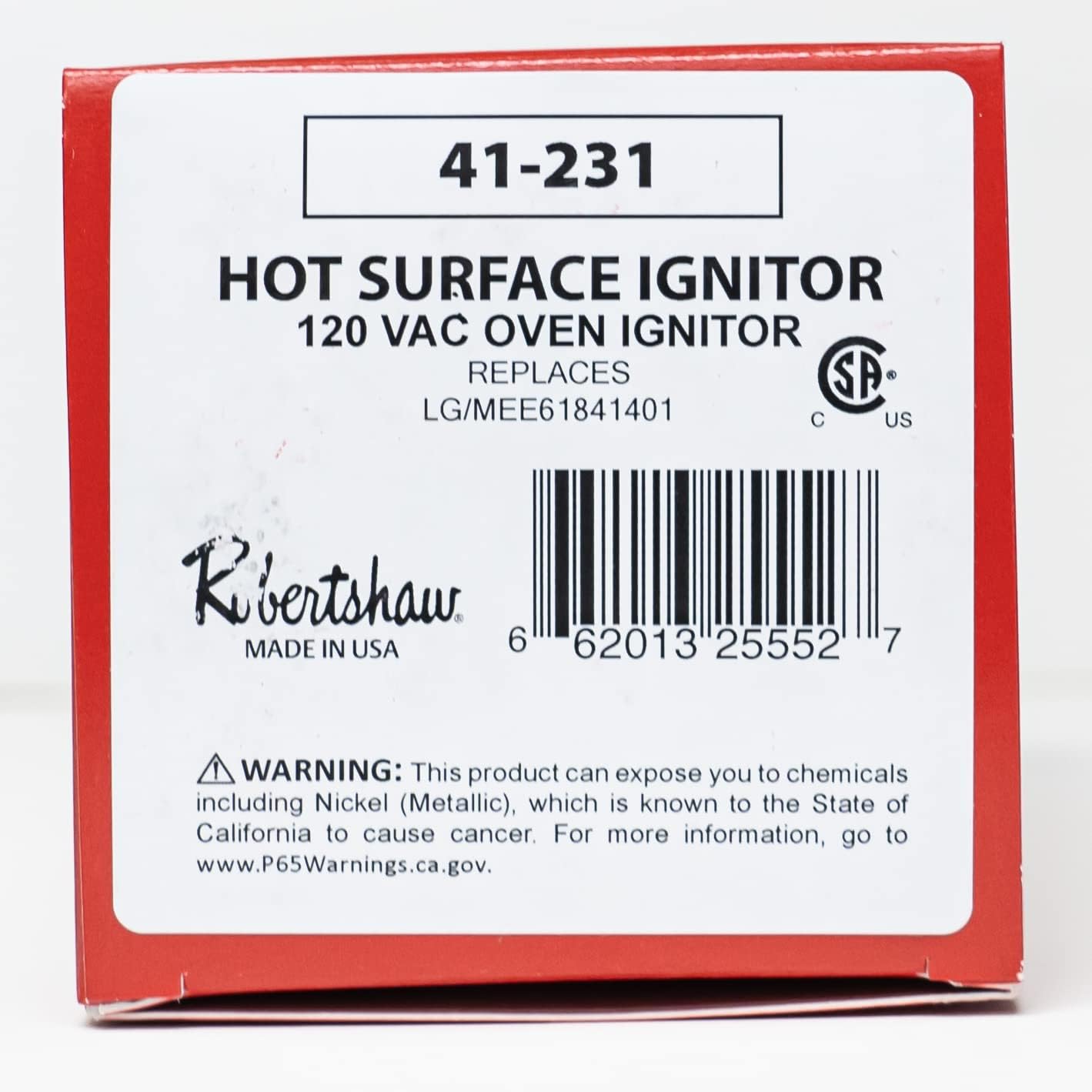 Robertshaw Gas Range Oven Igniter 41-231 for LG MEE61841401