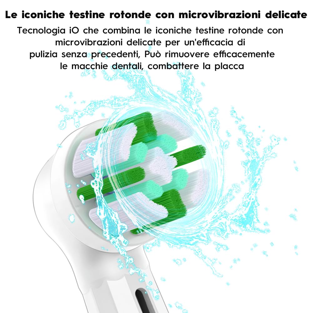 8 Testine di Ricambio per Spazzolini Compatibile con Orall B - iO Testine Spazzolino Elettrico Adatto iO 3/4/5/6/7/8/9/10 Serie Spazzolini - Pulizia Delicata ed Efficace - Di HSYTEK