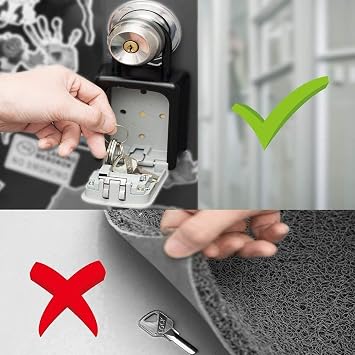ZHEGE Lock Box, 4 Digit Combination Key Storage Lock Box for Door, House, Hotels, Realtors, Contractors (Black and Sliver)