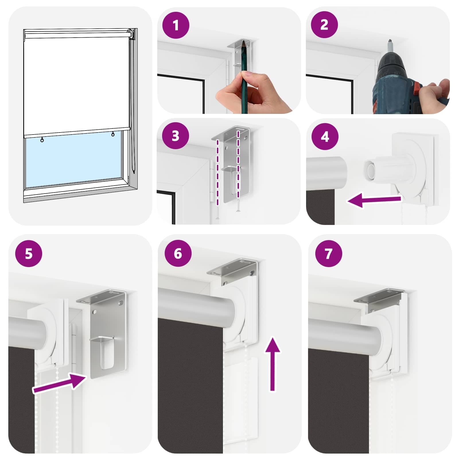 Tenda avvolgibile in poliestere antracite da parete soffitto | Controllo termico, filtro luce, protezione privacy, installazione flessibile