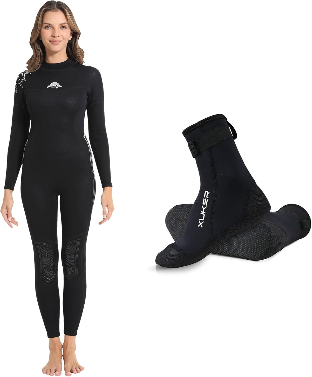 XUKER Water Socks Wetsuits Set for Men Women Keep Warm in Water for Scuba Diving Snorkeling Surfing