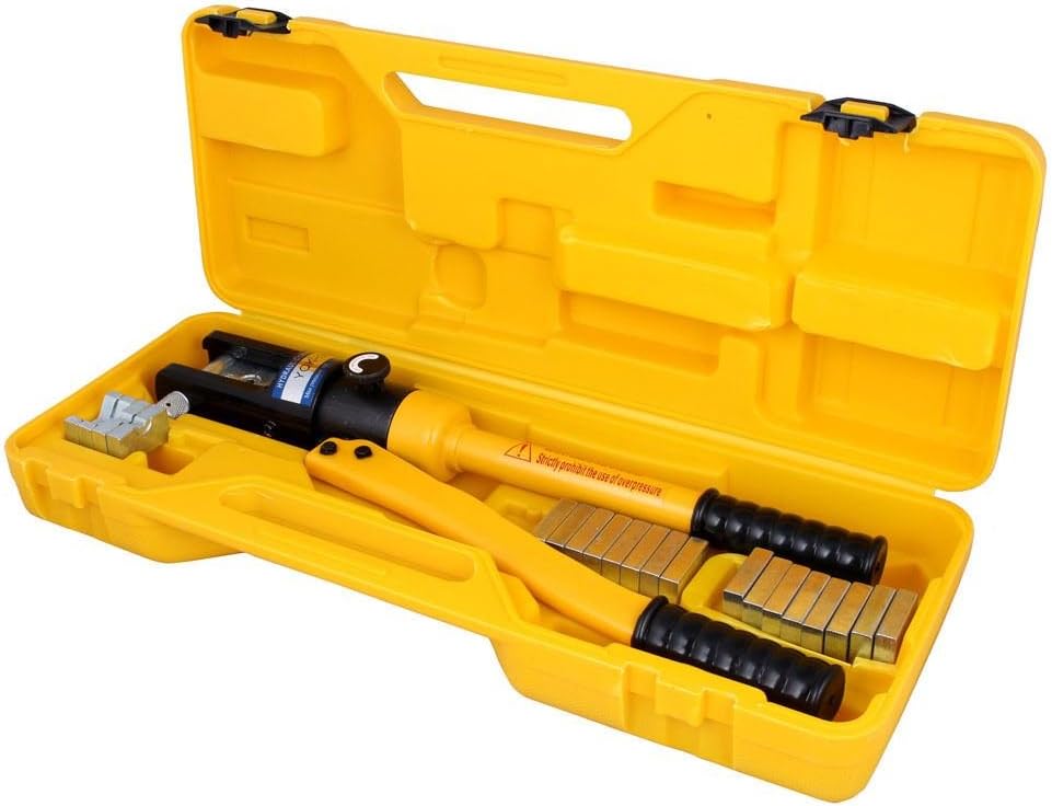 16 Ton Hydraulic Wire Terminal Crimper Battery Cable Lug Crimping Tool w/Dies