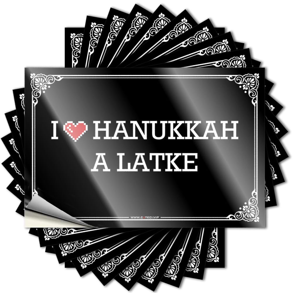 Tattoo Camping Decorations Waterproof Vinyl Sticker | I Love Hanukkah A Latke Bookish Hat for Military DIY Projects(8X12CM)