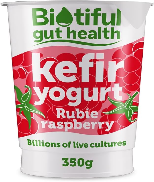 Biotiful Gut Health Kefir Rubie Raspberry Yoghurt Immunity Support Source of Calcium and Vitamin B12, 350g