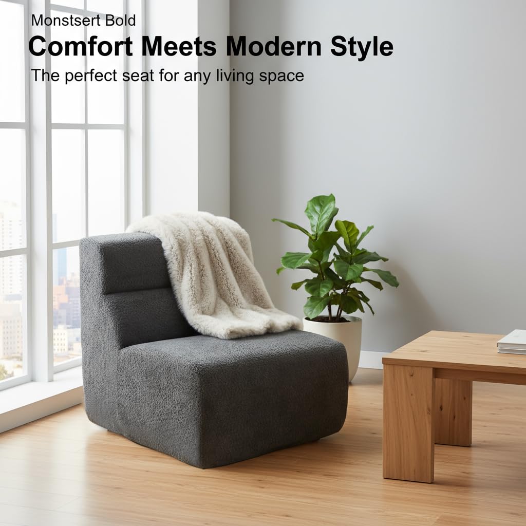Bodenstuhl mit Hochdichtem Schaumstoff, Grau Ergonomischer Meditationsstuhl, Lazy Sofa, Relaxsessel für Wohnzimmer (Dunkelgrau)