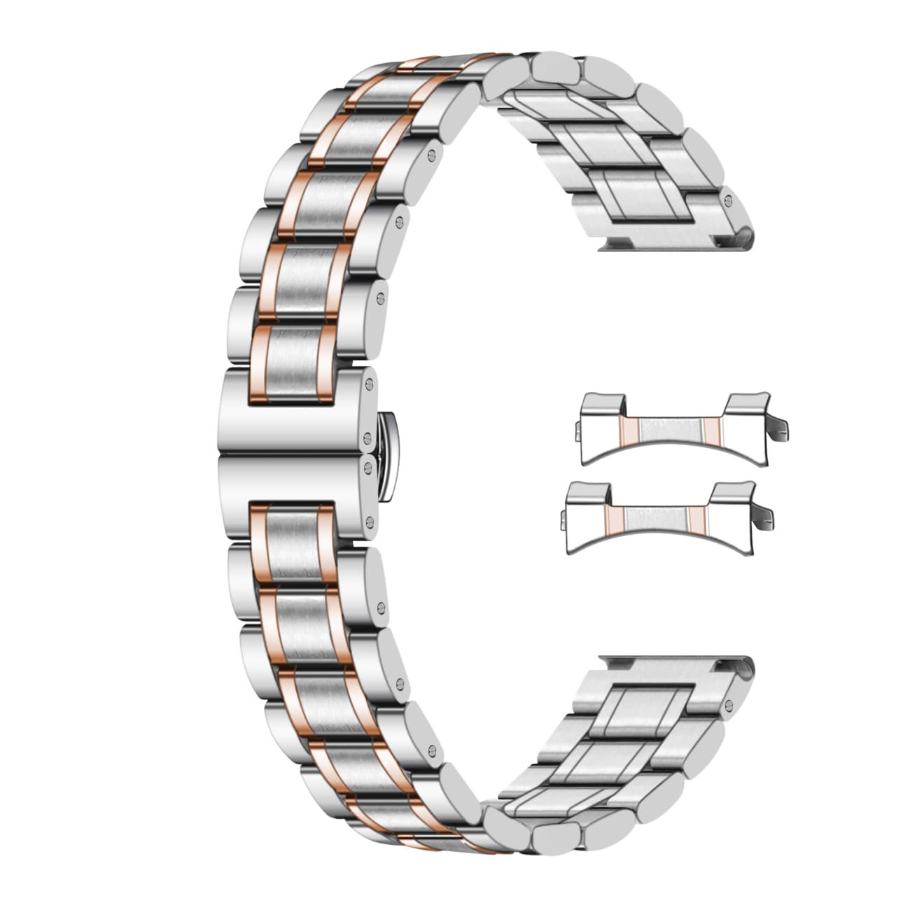 Correa de reloj de metal universal que se adapta a la mayoría de las bandas de acero inoxidable de liberación rápida de 21 mm con extremos curvados, correa clásica de repuesto para hombres y