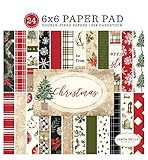 Carta Bella Paper Company CBCH89023 Christmas 6x6 Pad Paper, red, Green, Black, tan