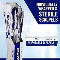 Vista 4 de Escalpelos Desechables 10 - Herramienta de Dermaplaning Escalpelos 10 con Mango de Plástico, Hojas de Dermablade de Acero de Alto Carbono #10