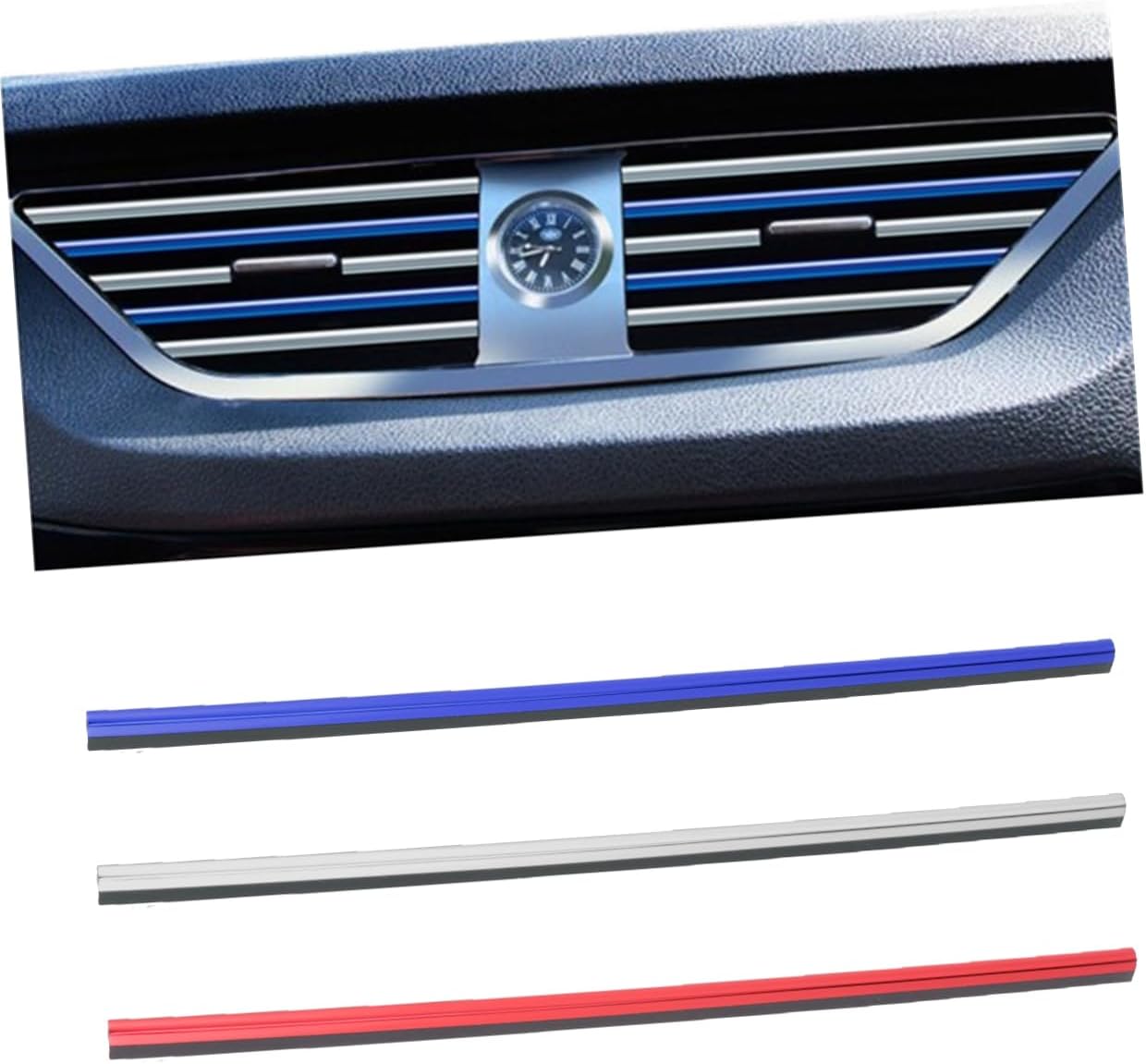 3sets Car Decorative Strip Air Conditioner Vent Flexible PVC Easy Cut Fit for Various Cars 10pcs*3