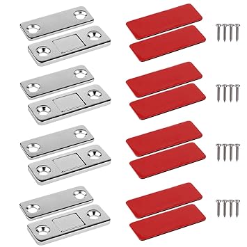 WOFTD Drawer Magnetic Door Catch Cabinet Magnet Ultra Thin Furniture Latch for Cabinets Kitchen Closet Door Closing Magnetic Door Catch Closer Sliding Door Catch (4 Pack)