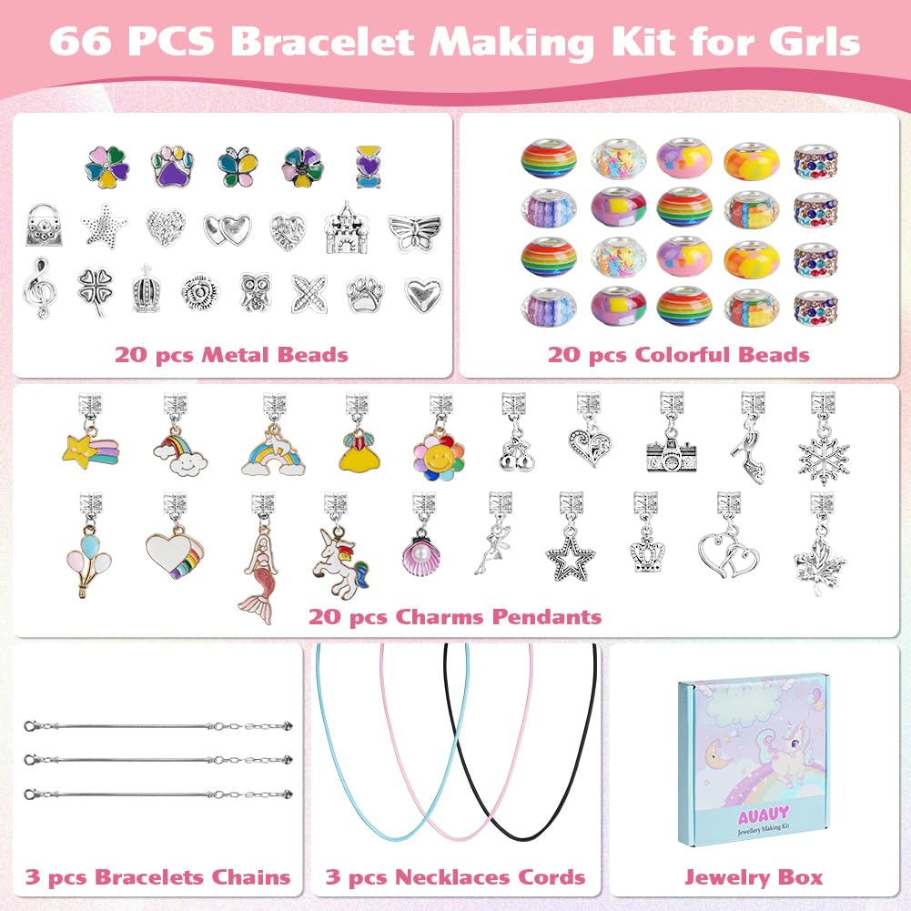 AUAUY Kit Braccialetti Fai Da Te Bambina, Adatto a Ragazze dai 15 Anni, Kit Giochi Crea Braccialetti DIY, Idee Regalo Natale Originali, Crea Braccialetti Bambina, Regalo Compleanno Ragazza, Colore