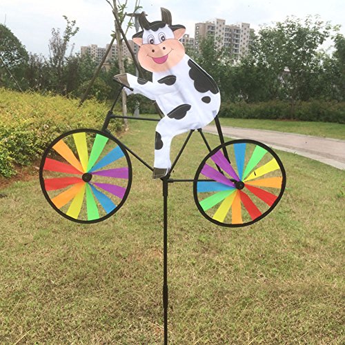 QUEENYARD Moulin à Vent en Forme d'animal 3D sur vélo, Accessoire décoratif pour Jardin, ...
