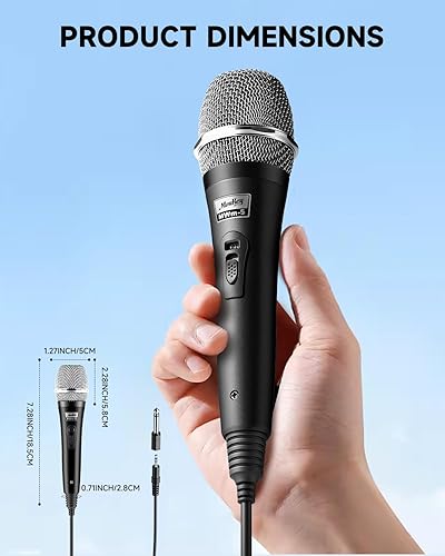 Miniatura 7 de Moukey Micrófono de karaoke, micrófono dinámico con cable de 13 pies, micrófono cardioide de mano de metal con cable, micrófono XLR para cantar,