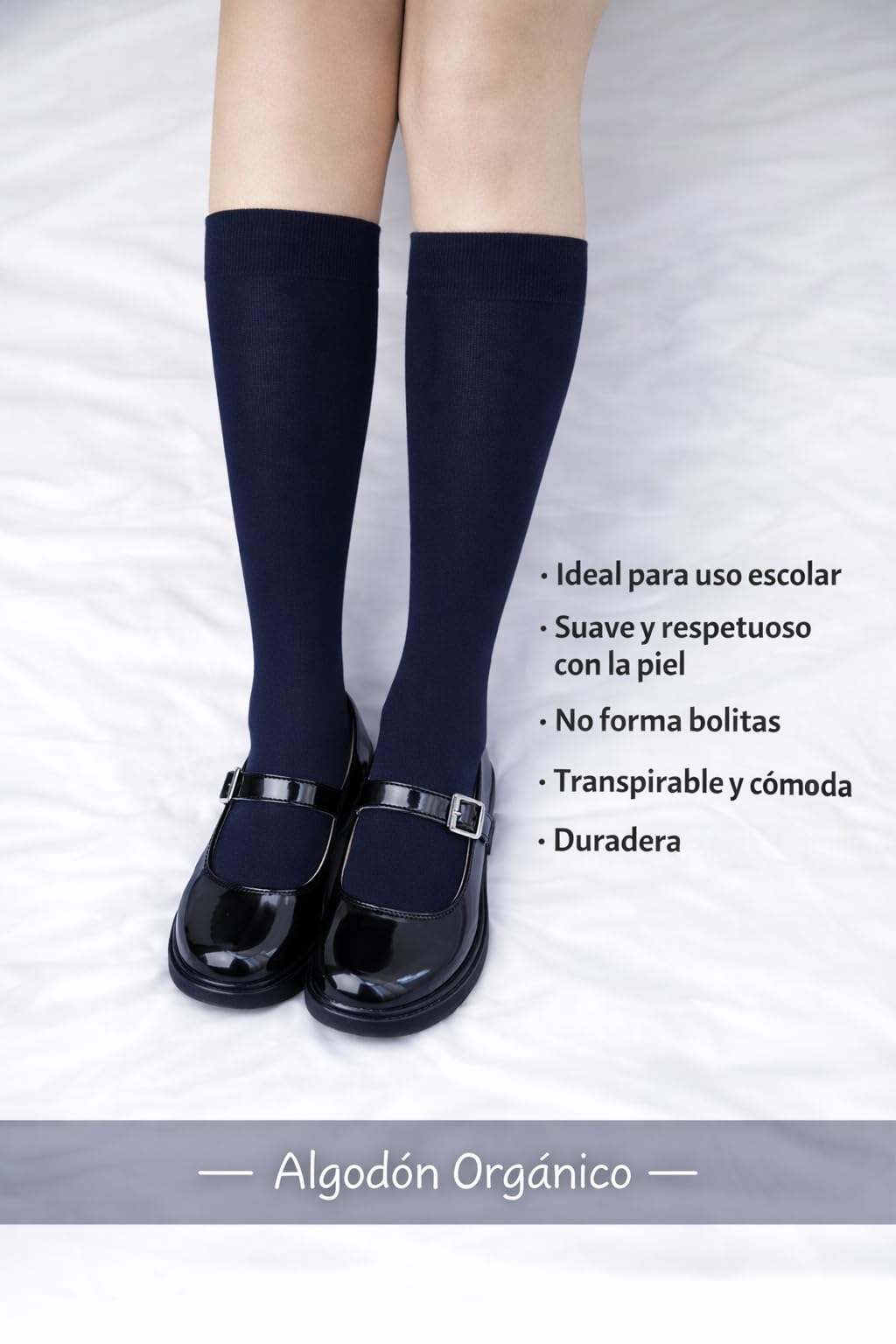 CYS Calcetines 6 Pares De Colegio Escolares Medias Largos Altos Algodón Hasta rodillas Lisos Para Niñas Niños Infantiles Uniformes Unisex — view 4